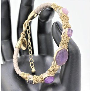 Charming Charlie bracelet adjustable, gold, amethyst purple faux gemstone